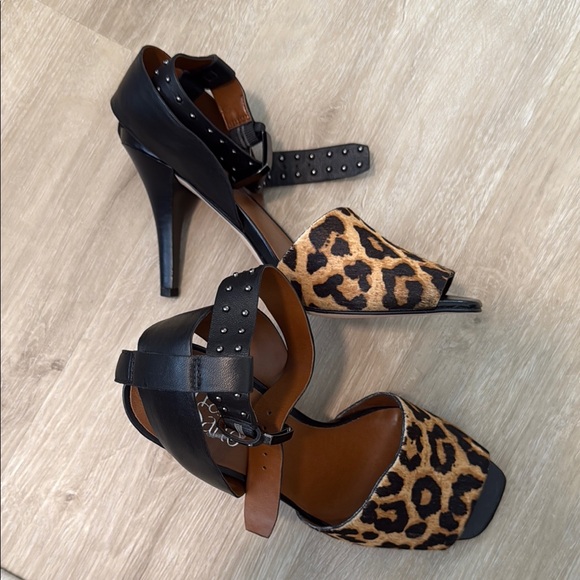 Franco Sarto Leopard Black Heels - Picture 1 of 7